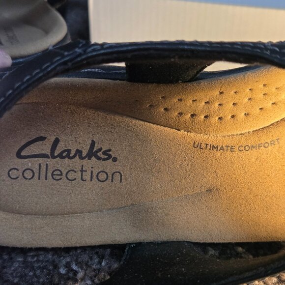 Clarks Merliah Style Black Leather Sandals Women's Size 8 Medium - Picture 7 of 12